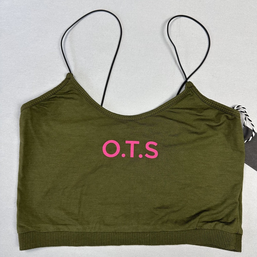 OneTeaspoon OTS Boxer Crop Top Womens XS Dark‎ Khaki Olive Green Spaghetti Strap